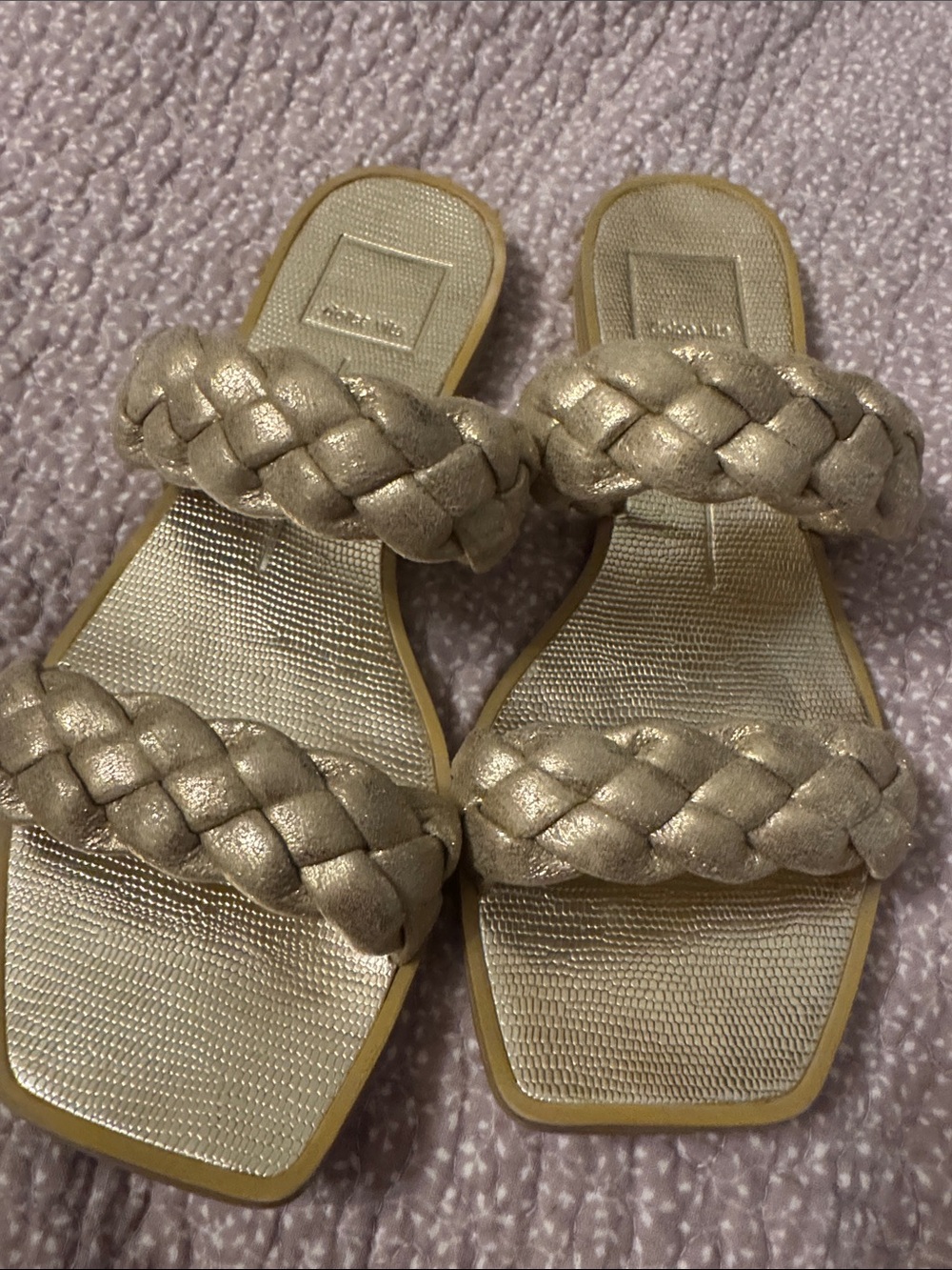 Dolce Vita Metallic Gold Braided Slide Sandals